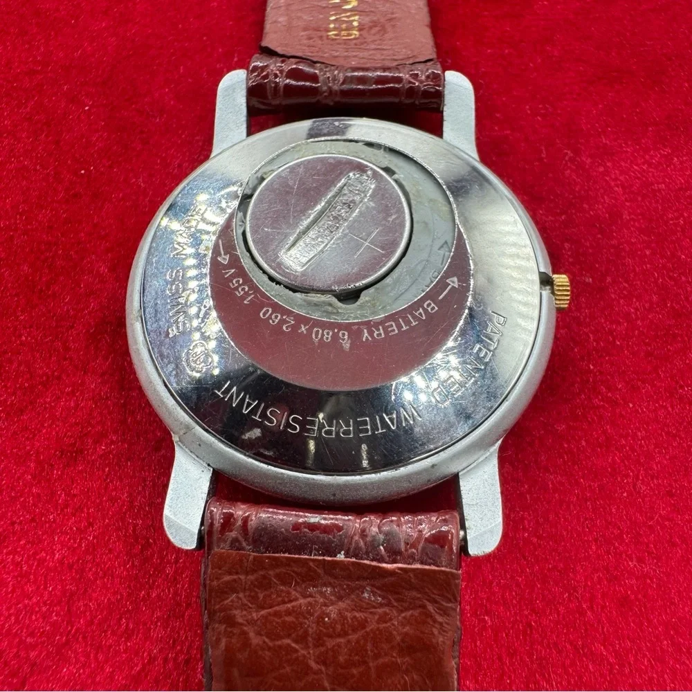 Vintage Y2K Swiss Time Quartz Watch, Leather Band‎